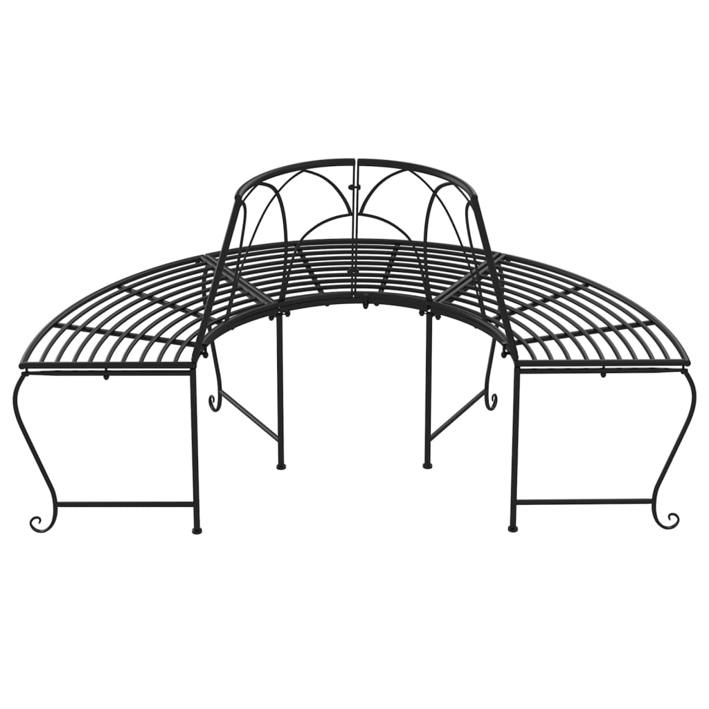 Semi Circular Tree Bench Ø159 cm Black Steel