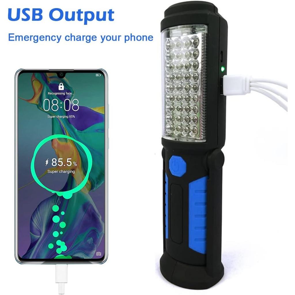 LED Work Light with Magnet Rechargeable Torch Workshop Lamp Portable Camping Lamp for Car Repair, Workshop, Garage, Camping, Emergency Lighting