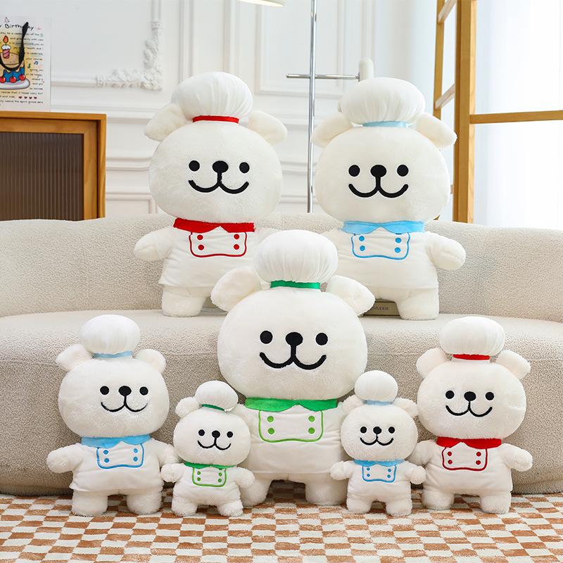 60cm Kawaii Cute Maltese Dog Plush Toy Big Size Stuffed Soft Animal Cartoon Chef Puppy Soft Pillow Plush Doll Kids Birthday Gift