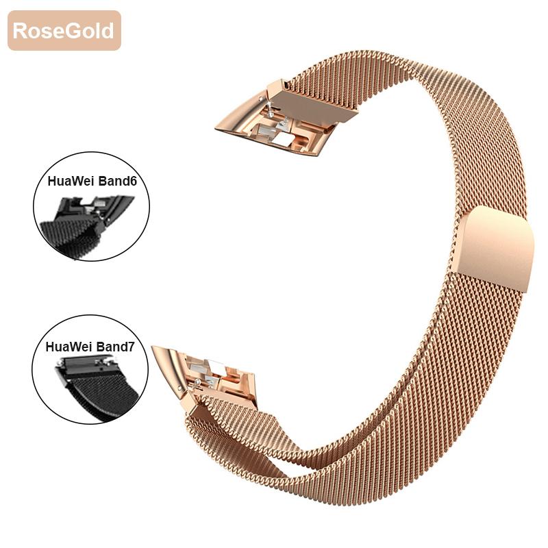 Metal Watch Strap For Huawei Band 6 7 Band Honor 6 Bracelet With TPU Case Screen Protector Soft Film Huawei Magnetic Loop Strap
