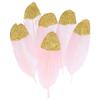 6 PINK FEATHER GOLD TIP GLITTER 11X3.5CM