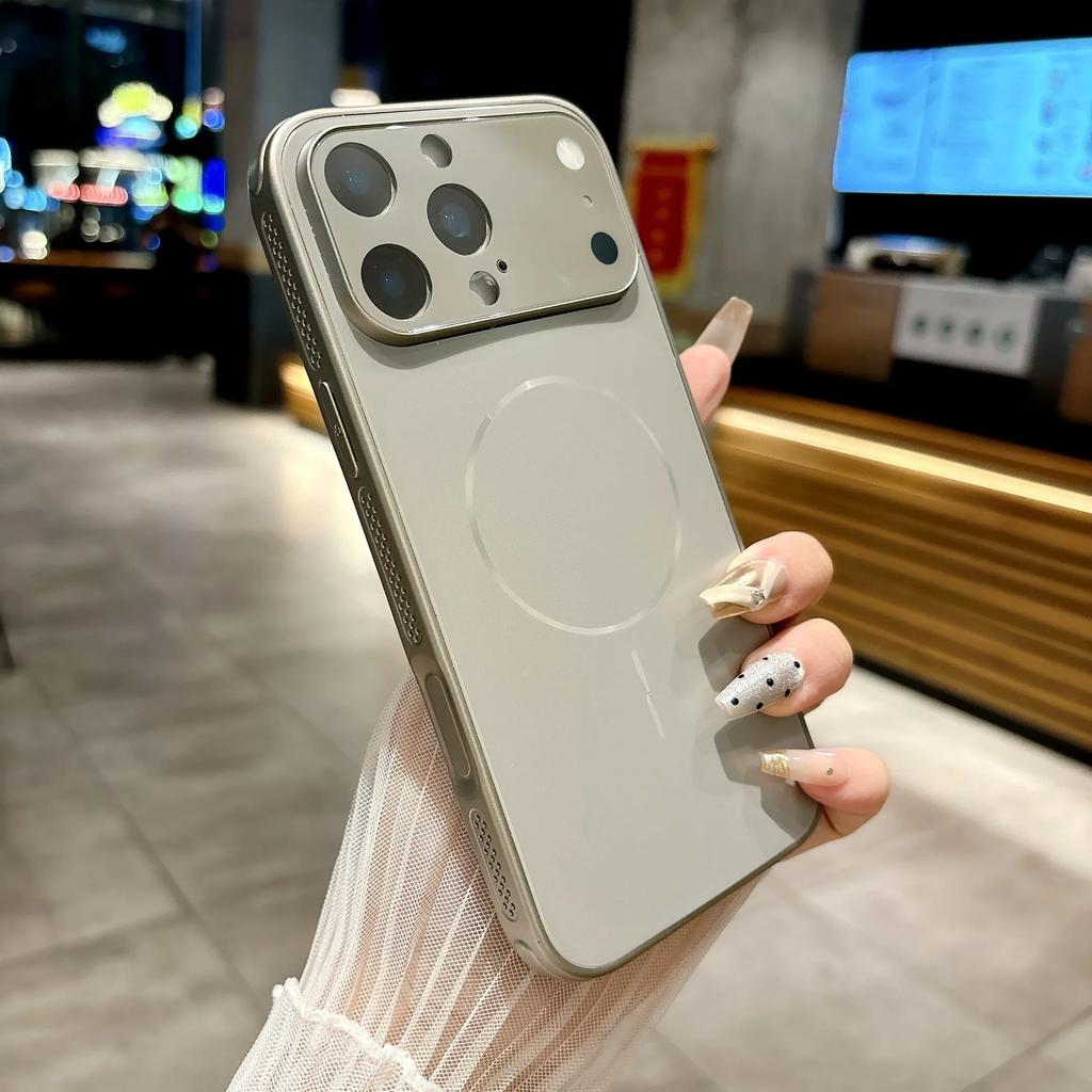 Роскошный матовый чехол-защита для линз из стекла Для iPhone 17 Air 16 15 14 13 Pro Max Plus Для Magsafe Магнитный Ударопрочный Жесткий ПК Чехол