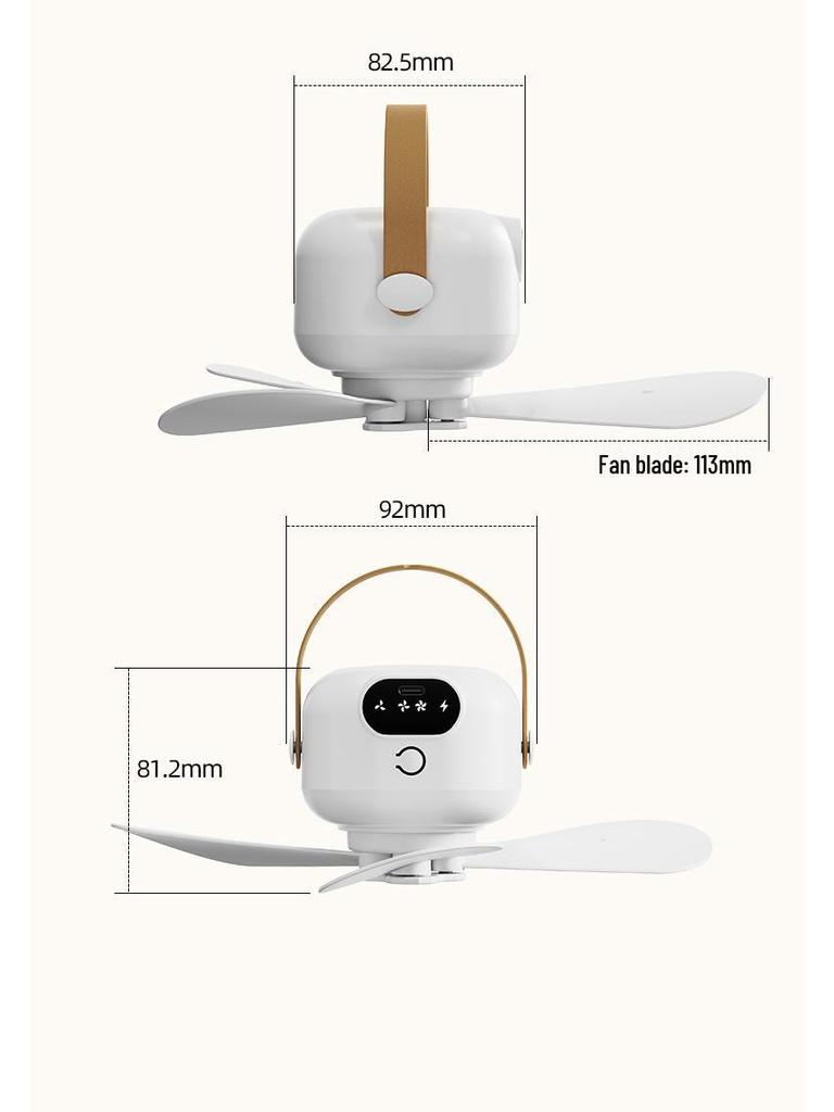 Перезаряжаемый USB потолочный вентилятор с ночником и пультом дистанционного управления для общежитий и небольших помещений