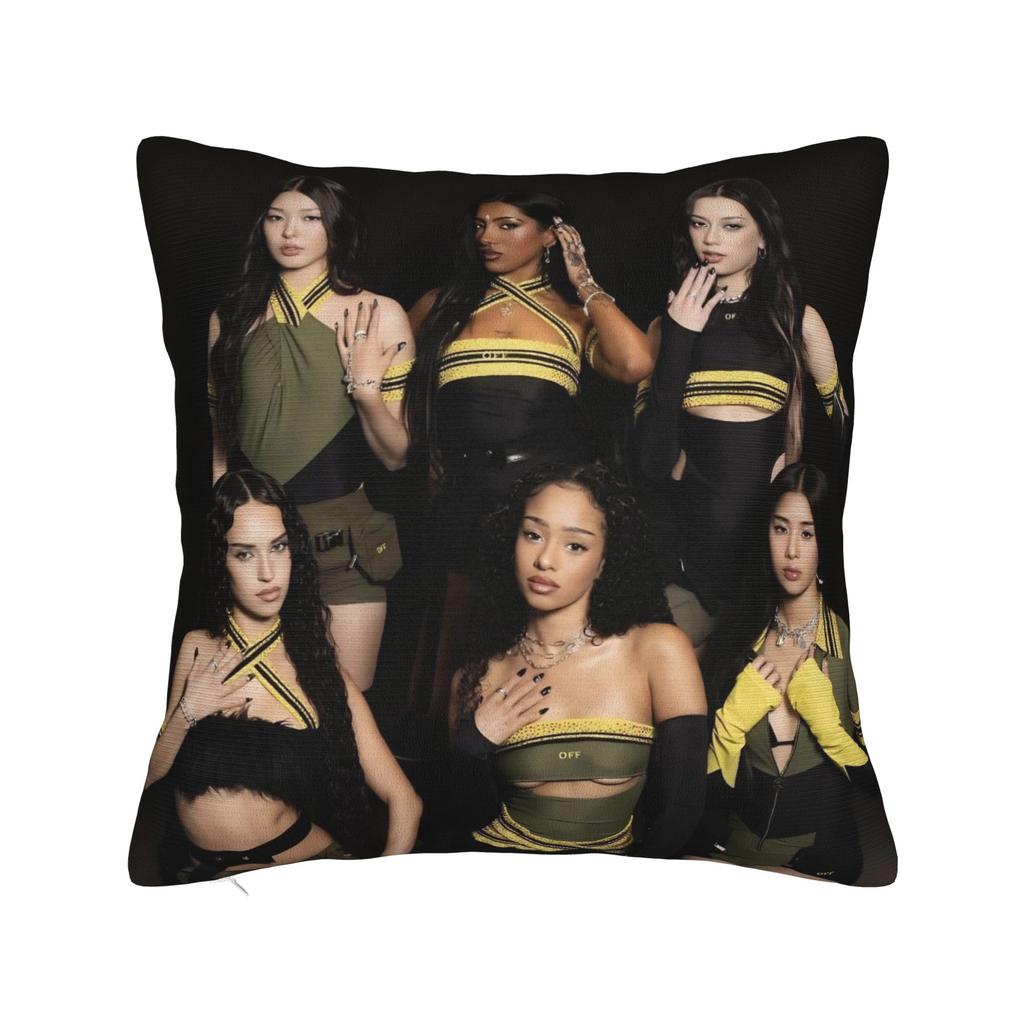 New Kpop Style Girls Katseyes Pillow Cover Graphic Cushion Cover Funny Pillow Case For Chair Sofa Home Decor