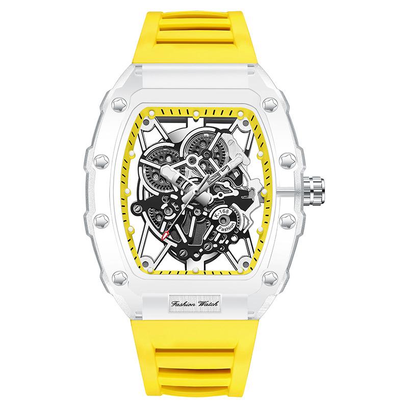 UTHAI Relogio Masculin Fashion Sports Night Light Waterproof Transparent Bucket Shaped Men's Watch Quartz Clock Watch Men's Gift