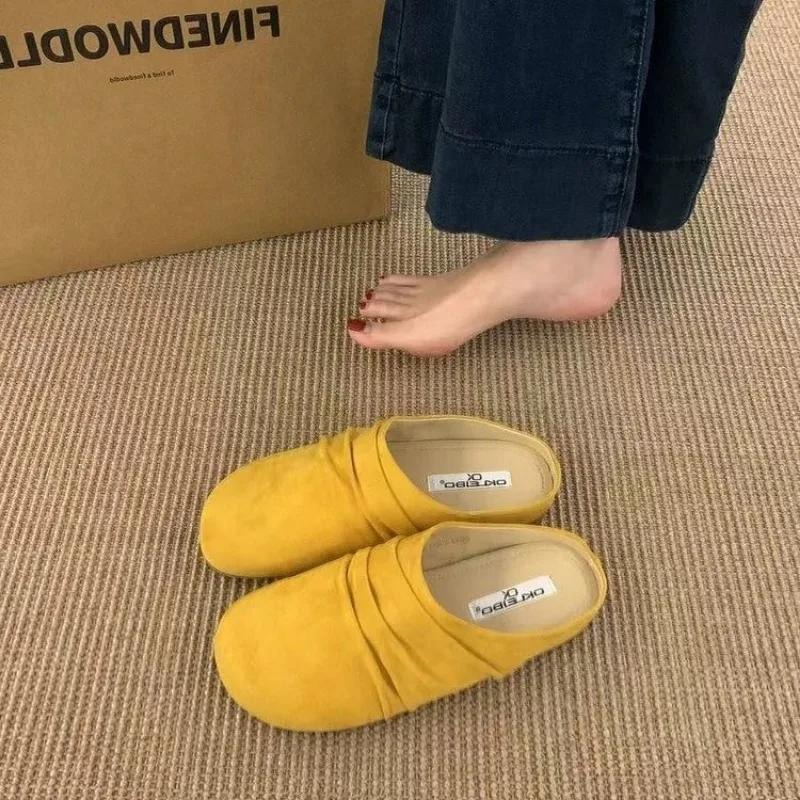 Высококачественная женская обувь Baotou женские тапочки модные однотонные повседневные тапочки женские тапочки с открытой пяткой плоские тапочки