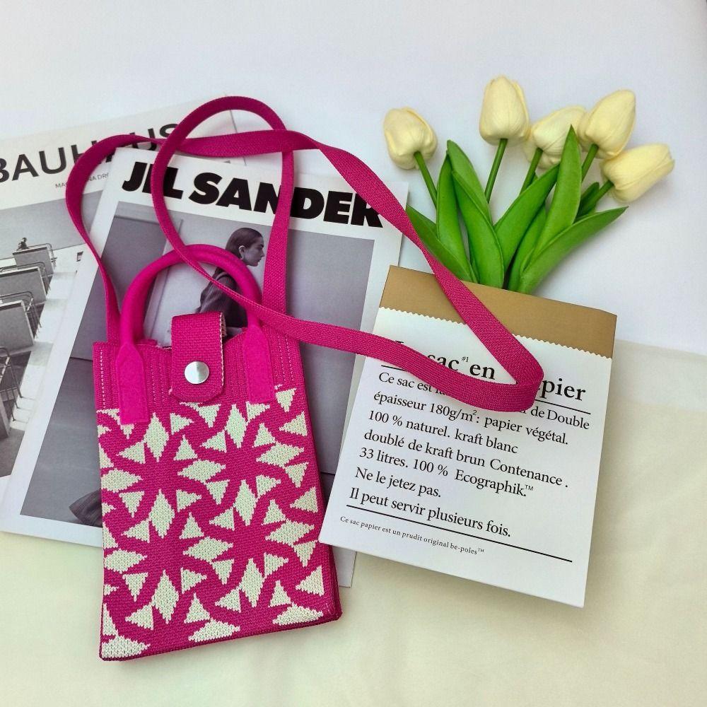 Мини-сумка через плечо, симпатичная сумка для мобильного телефона, студенческая сумка-мессенджер, вязаная сумочка, держатель для ключей, помада, мешочек