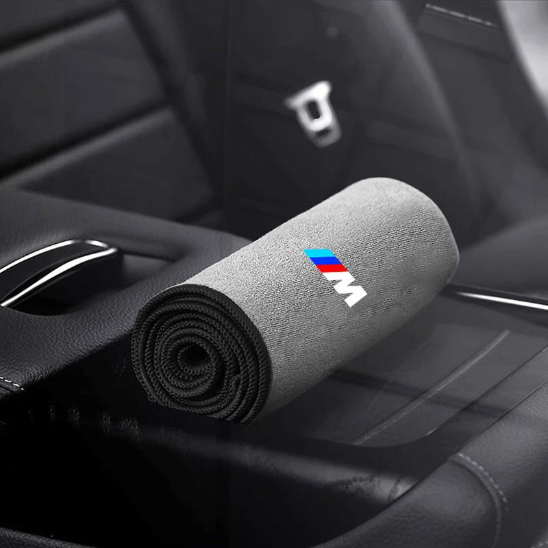 NDQB9 Stickers Decals Microfiber Towel Car Logo Cleaning Cloth Car Wash Accessories For BMW M Performance E46 E90 E60 F20 X1 F10 F30