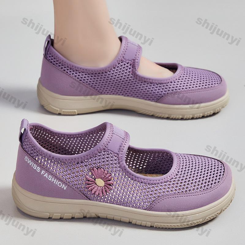 Fashion Women's Sandals Summer New Mesh Breathable Non Slip Fashion Sneakers Lightweight Comfortable Soft Sole Outdoor Casual Flat Shoes