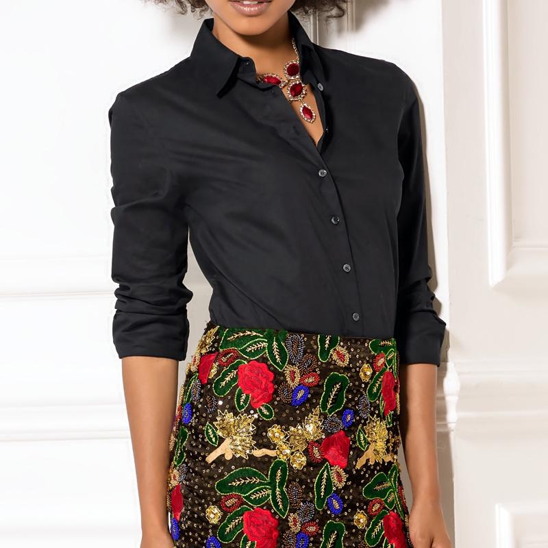 Модные облегающие рубашки с длинным рукавом, однотонные хлопковые женские рубашки с лацканами, блузки, однотонные, S-XXL