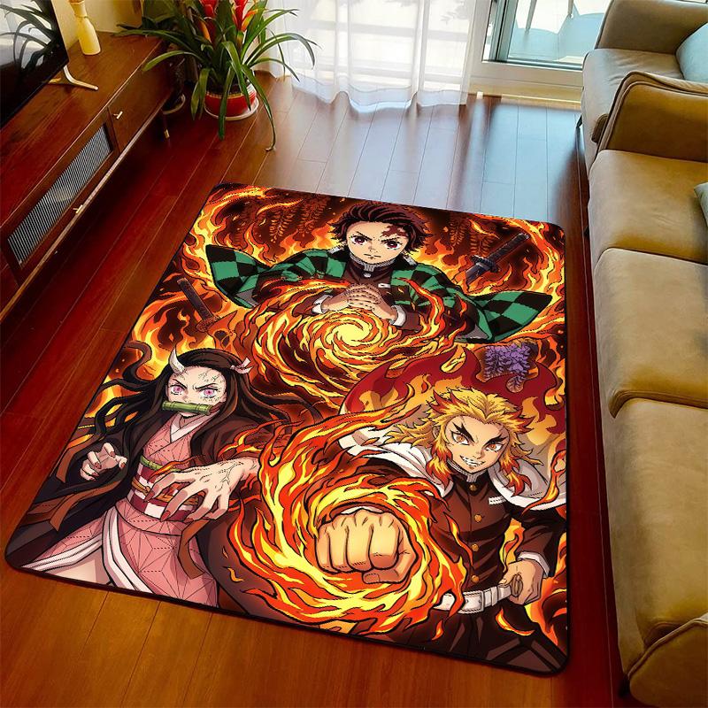 Demon Slayer Soft Surface Rug Carpet Anime Floor Mat Anti Slip Design for Bedroom Living Room Home Decor -QJY
