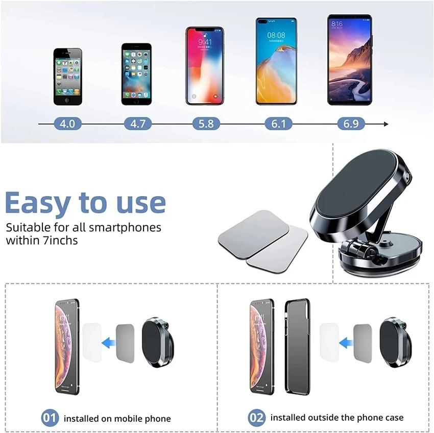 2025 Magnetic Car Phone Holder Magnet Mount Mobile Cell Phone Stand GPS Support For iPhone14 13 12 Xiaomi Huawei Samsung