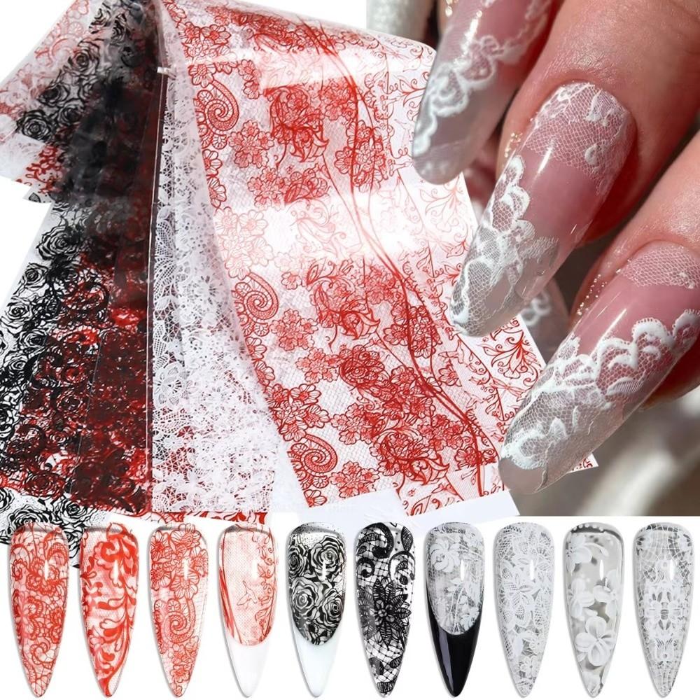 Black White Nail Foils Lace Design Nail Art Stickers Professional Nail Stickers  Nail Decoration