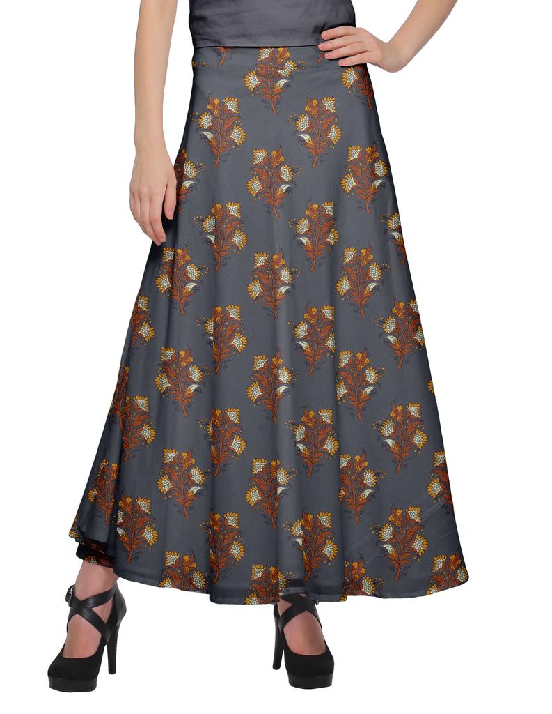 Moomaya Printed Maxi Skirt For Women Long Skirt For Girls Casual Wear