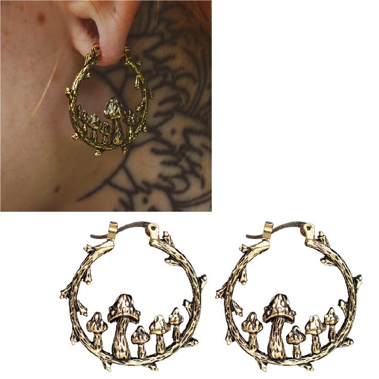 Cute Mushroom C Shaped Earring Dangle Hoop Earrings Girls Jewelry Gifts