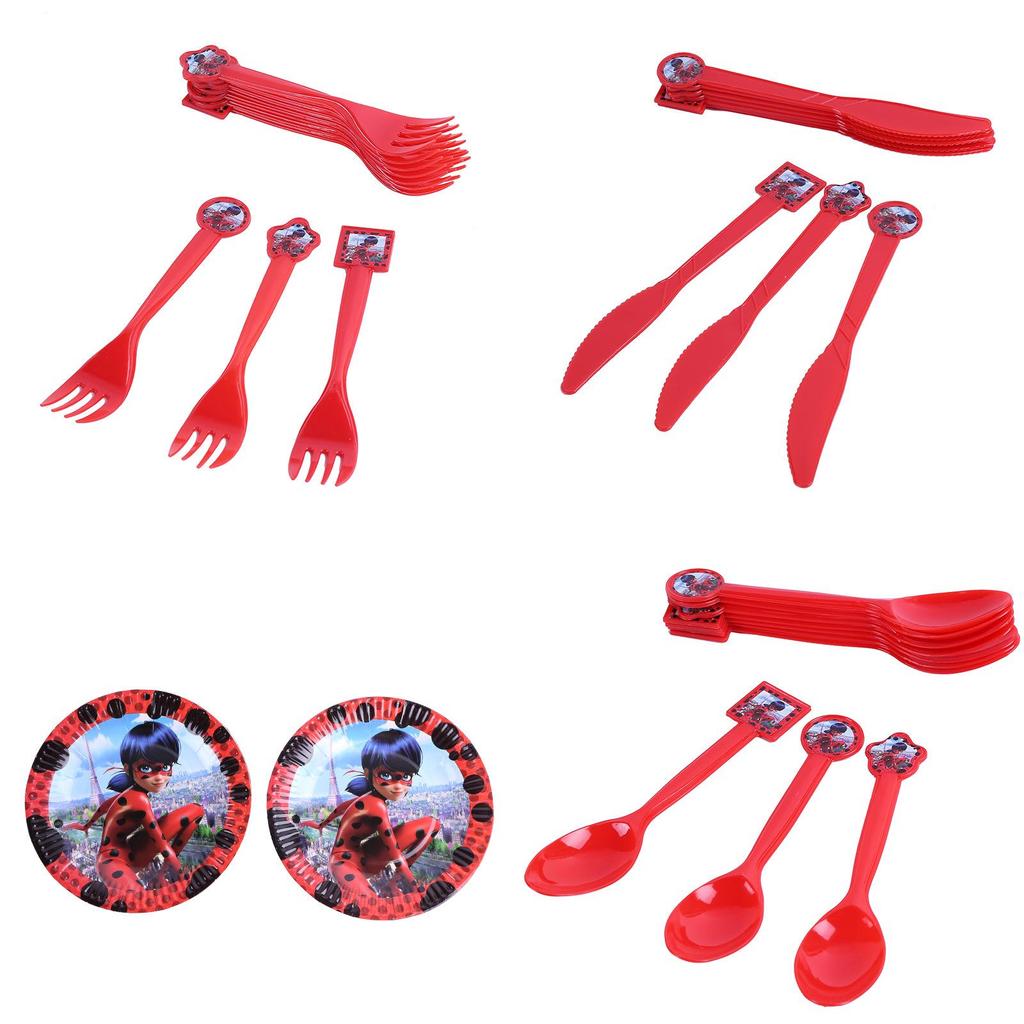 Яркий набор для вечеринки в тематике Леди Баг для дней рождения, одноразовые тарелки и стаканы