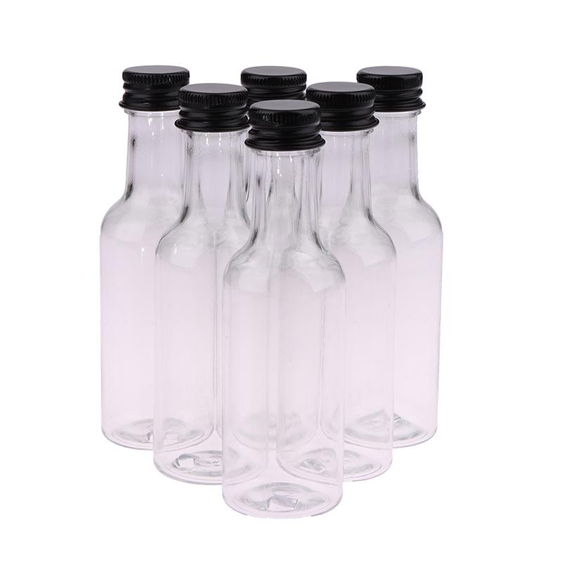 6 шт. 50 мл мини прозрачные ПЭТ многоразовые бутылки вина маленькие бутылки для вечеринок свадьбы бутылки для ликера с герметичной винтовой крышкой