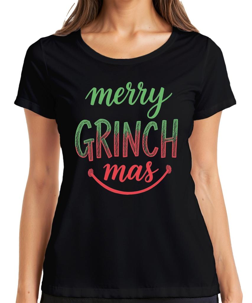 Merry Grinch Mas Christmas Funny Grinch Gift Family Fun Ladies T Shirt