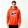 Men Anime Printed Pullover Hoodie, Casual Long Sleeve Streetwear Hooded Sweatshirt with Gojo Character Purple Energy Print