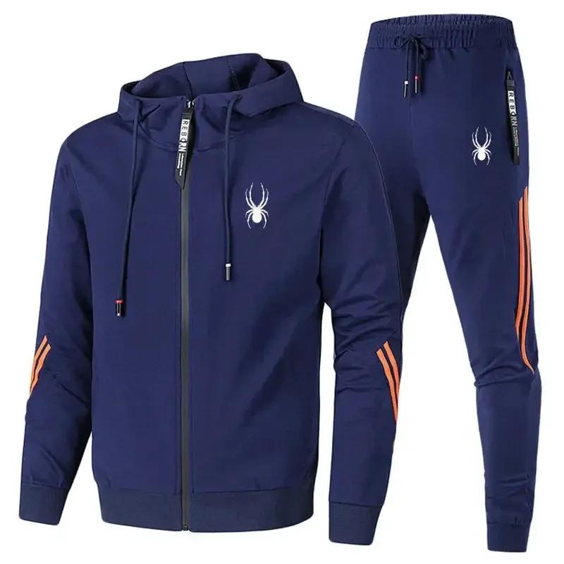 Men's Casual Running Sportswear Set, Zipper Jacket and Pants Two-piece, Fitness Jogging Wear, Spring and Autumn, 2024 New