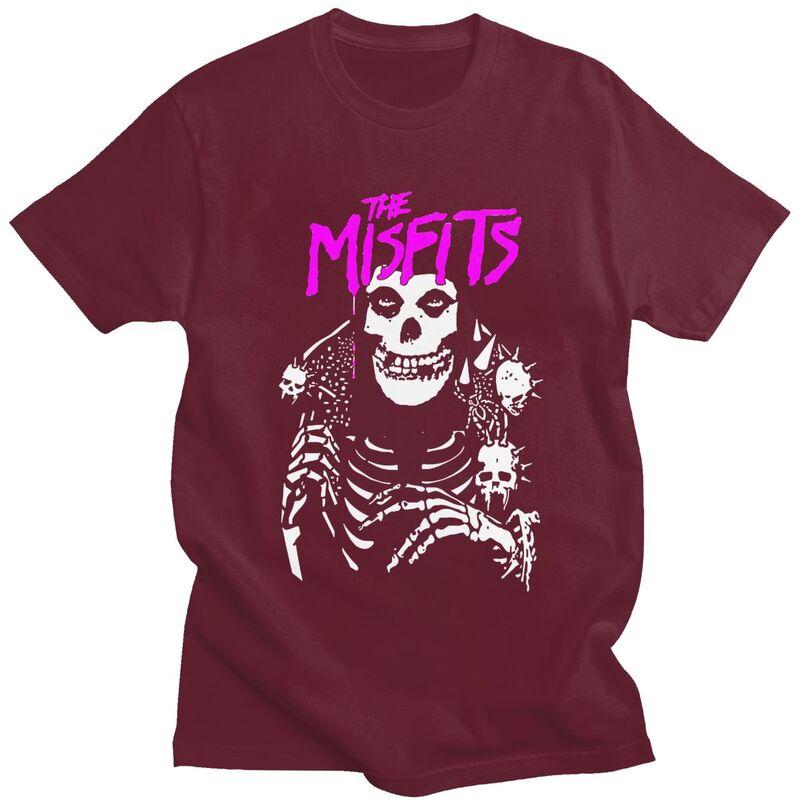 Мужские футболки с принтом в стиле Хоррор Панк Рок Misfits Череп, 100% Хлопок, Повседневные