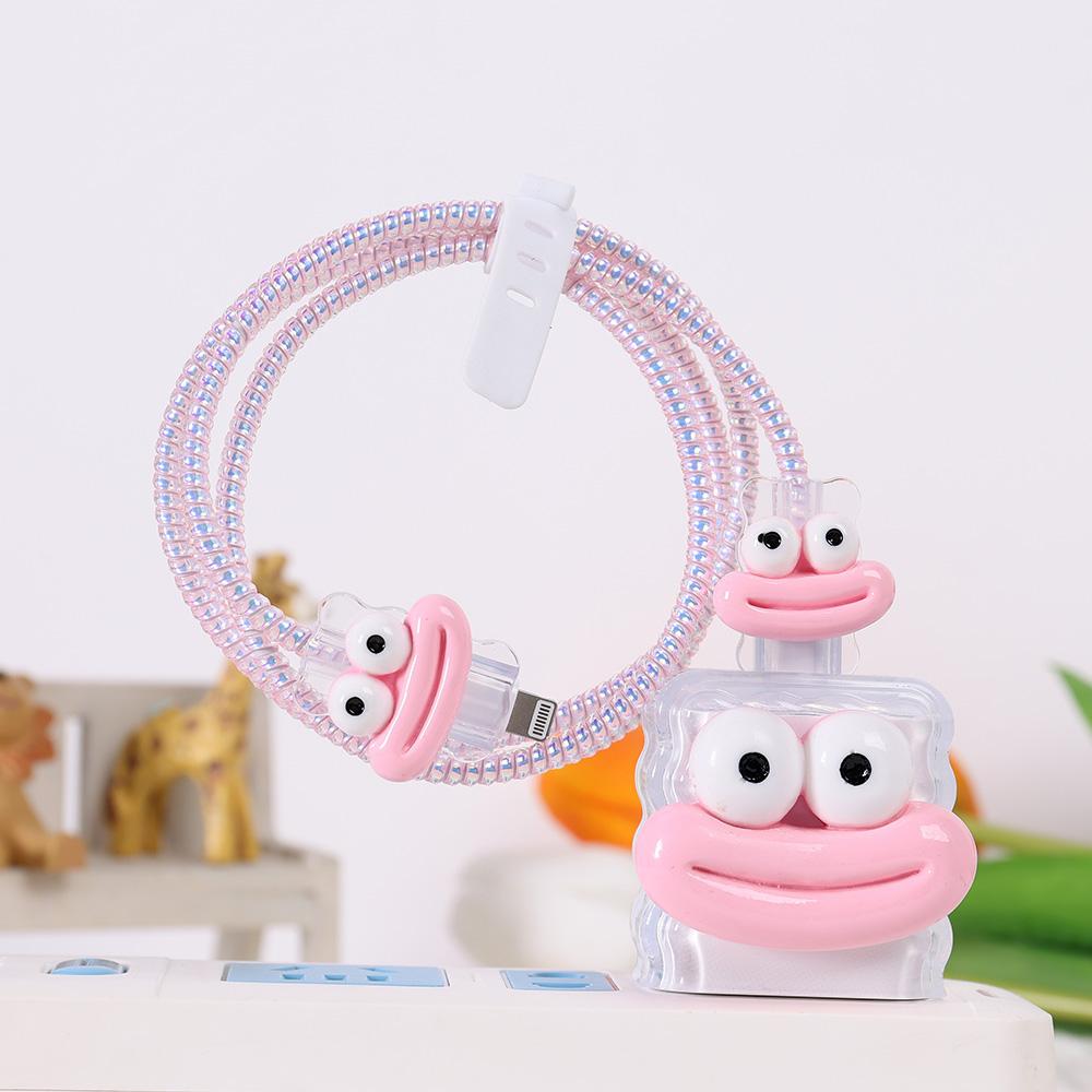 Applicable To Apple Data Cable Protective Cover Charger 18-20W Anti-breakage Winder Cute Flower Animal Advanced INS Style