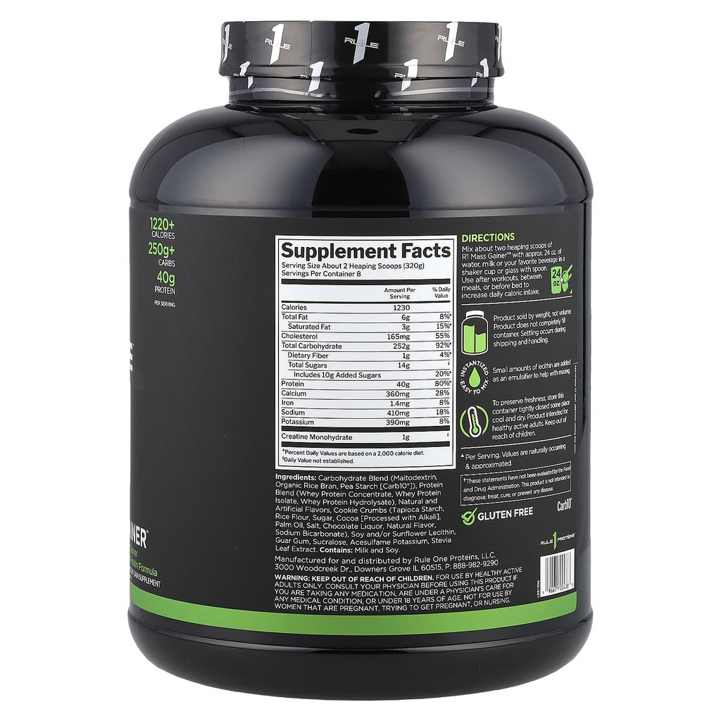 Rule One Proteins Mass Gainer, Cookies & Cream, 5.64 Lb (2.56 Kg)