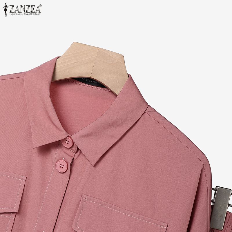 ZANZEA Женская блузка с длинным рукавом и юбки мусульманские повседневные костюмы-двойки