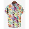 Mens Shirt Short Sleeve Geometric Print Button Down Shirt Summer Beach Shirt Camping Shirt Short Sleeve Mens Formal Shirt