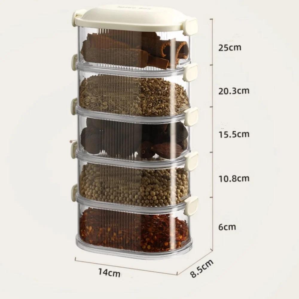 1/2/3/4 Layer Spice Vegetable Storage Box Refrigerator Crisper Camping Lunch Box Food Grade Grid Box Home Kitchen Peppercorn