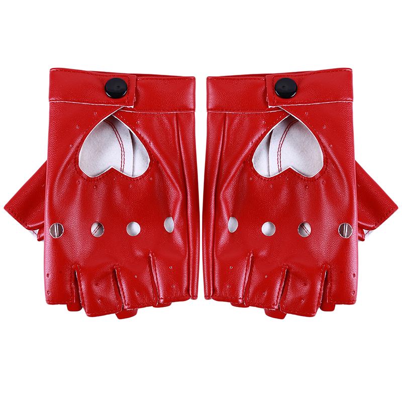 Fashion Half Finger Driving Women Comfortable Gloves PU Leather Fingerless Gloves For Women Black Red White Punk Glove