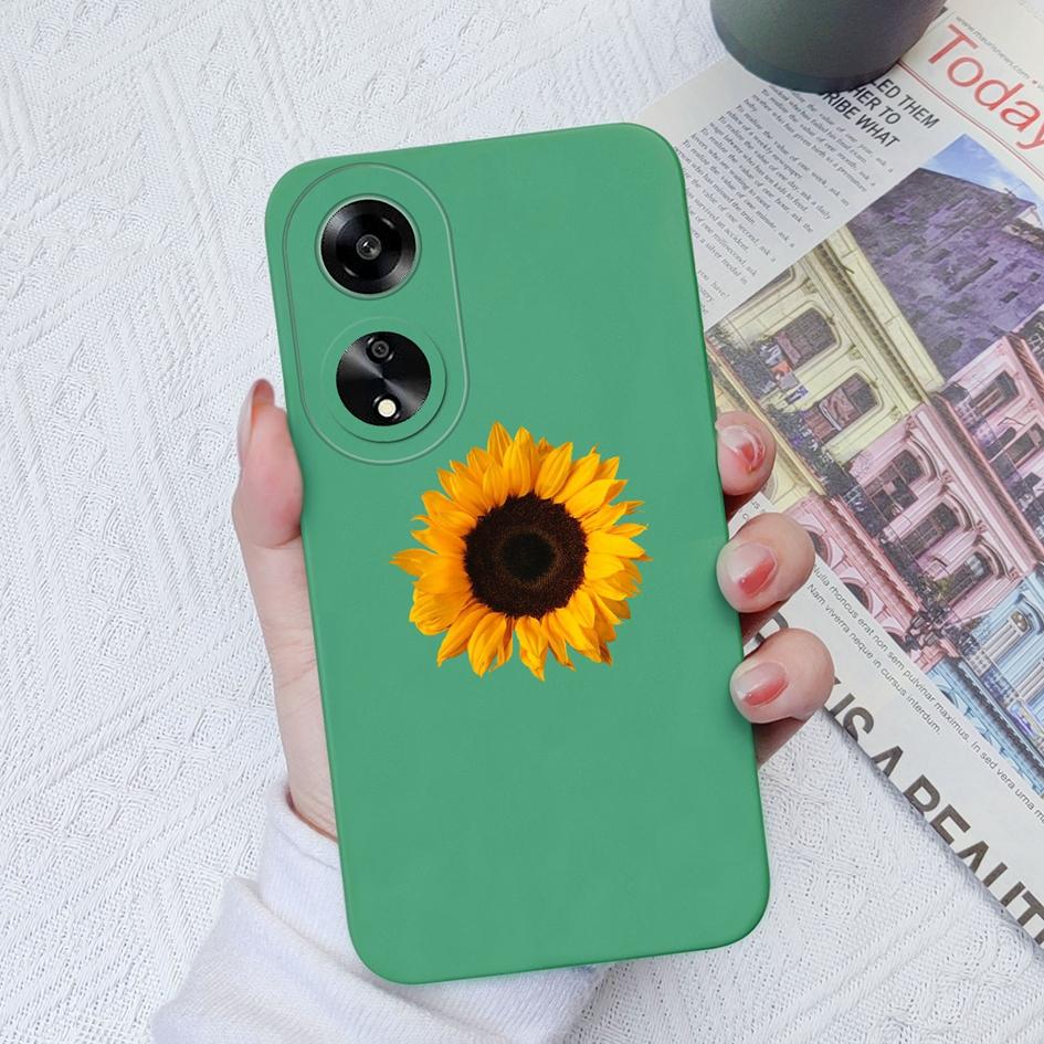 Красивый чехол для телефона с подсолнухом для Oppo A11 A1K A1 A7 A15 A55 A35 A52, квадратный жидкий силикон, высококачественный чехол с защитой от отпечатков пальцев для Oppo