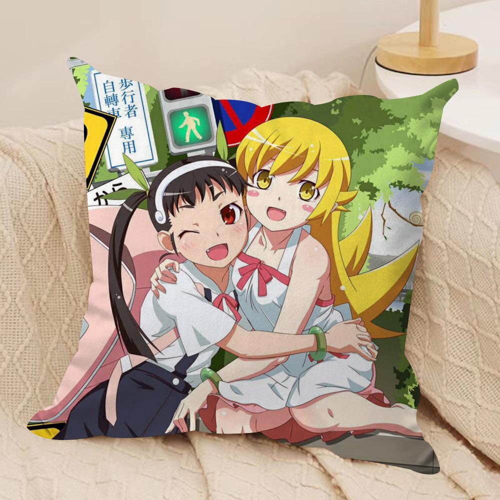 Милая Наволочка O-Owarimonogatari Шелковистый Короткий Плюш Двусторонняя Печать Наволочка для Дивана Все Сезоны Домашний Декор Подарок