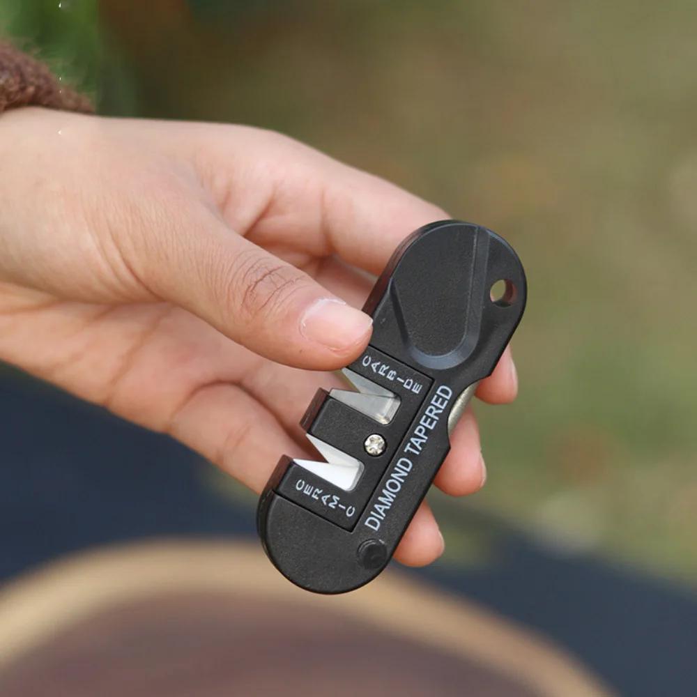 Портативная точилка для ножей Складной многофункциональный инструмент для кемпинга и выживания с точильным камнем для рыбных крючков для использования на открытом воздухе