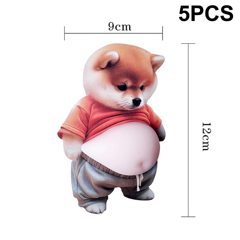 NEW 1/5Pcs 3D Cute Puppy Sticker Squeezeable Shiba Inu Sticker Refrigerator Wall Decoration Silicone Self-adhesive Sticker