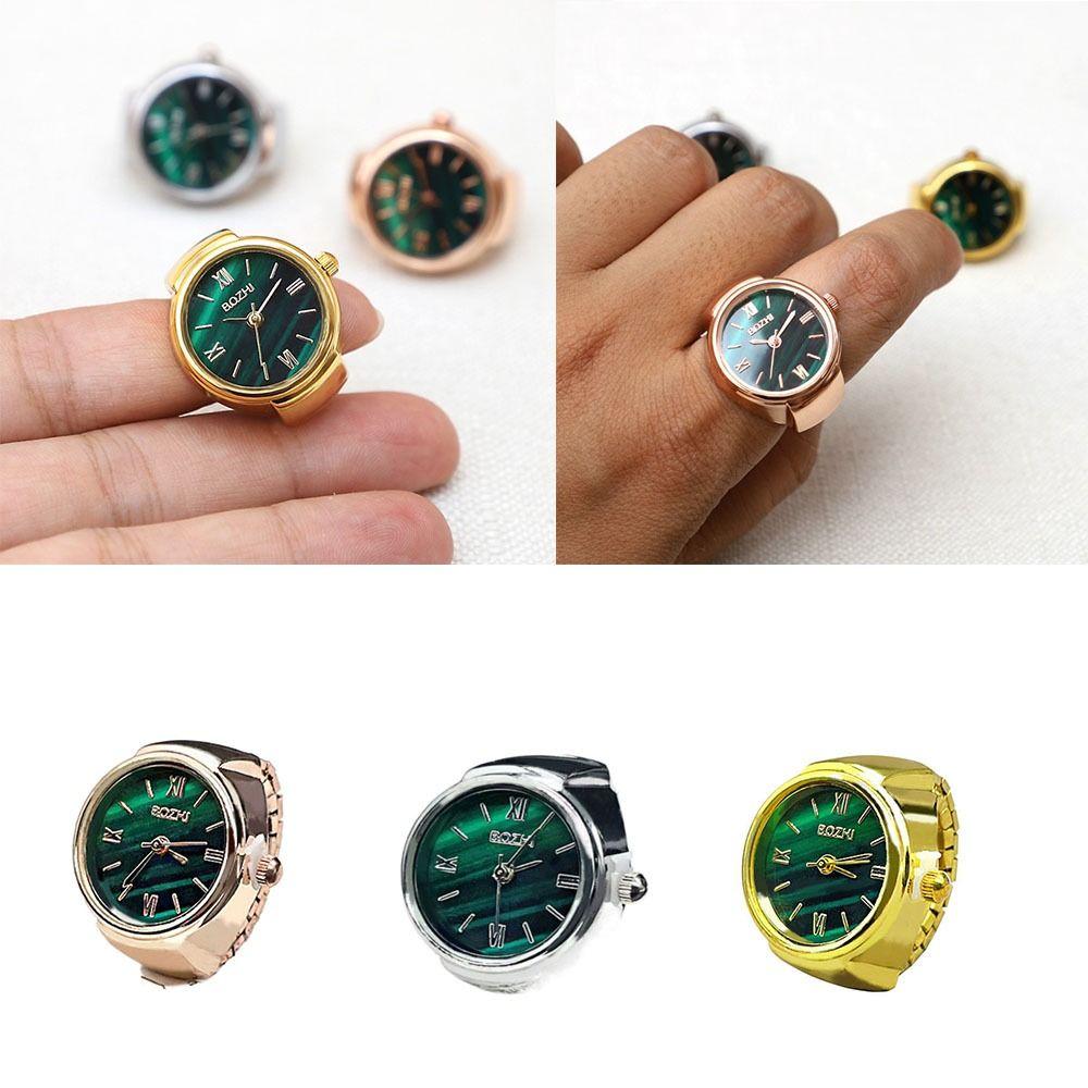 Jewelry Clock Fashion Round Quartz Finger Rings Elastic Stretchy Rings Ring Watch Digital Watch