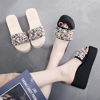 Босоножки на танкетке в стиле бохо: Женские летние тапочки на толстой подошве для отдыха на море в Таиланде.