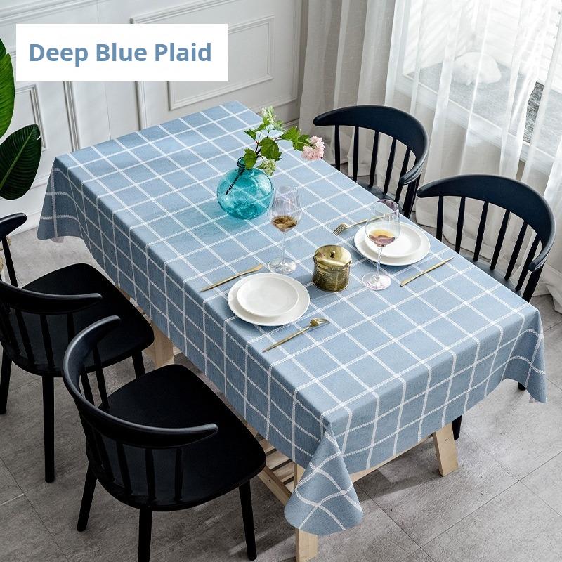 Waterproof and Oil-proof Solid Color PVC Table Cloth Anti-scalding and Washable Plaid Table Cloth Simple Rectangular Round Table Cover Cloth
