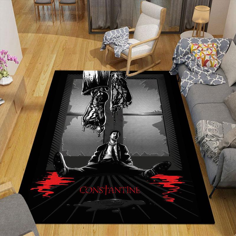 Constantine Flannel Printed Carpet, Home Sofa Decoration for Living Room & Bedroom, Non‑Slip Play Flannel Floor Mat for Game Room