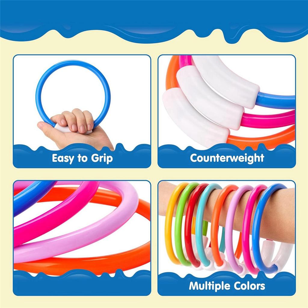 BAAU 16PCS Pool Toys, Colorful Pool Rings for Kids, Underwater Training, Swimming Pool Dive Ring Toy for Kids
