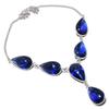 Содалит Драгоценный камень 925 Стерлинговое серебро Ювелирное изделие Ожерелье 18"