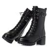 Winter High-heeled Leather Women Winter Boots Thick Wool Warm Women Military Boots High-quality Female Snow Boots