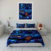 Skull Art Neon Style Car Design Bedding Duvet Cover Set  (1*Duvet Cover 2*Pillowcases, without duvet insert)