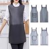 Kitchen Apron Widened Straps Big Pocket Sleeveless Lace Up Design Wipeable Oil Resistant Cooking Apron for Restaurant