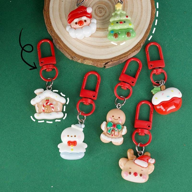 Cute Cartoon Christmas Pendant Santa Claus Tree Snowman Keychain Car Key Ring Backpack Decoration Accessories Children Gifts