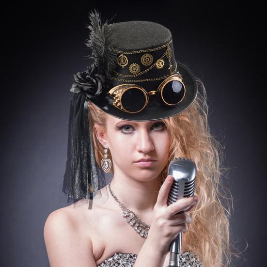 Steampunk Hat Halloween Jazz Hats with Goggles for Women Men Festive Cosplay Costume Prop Party Decoration