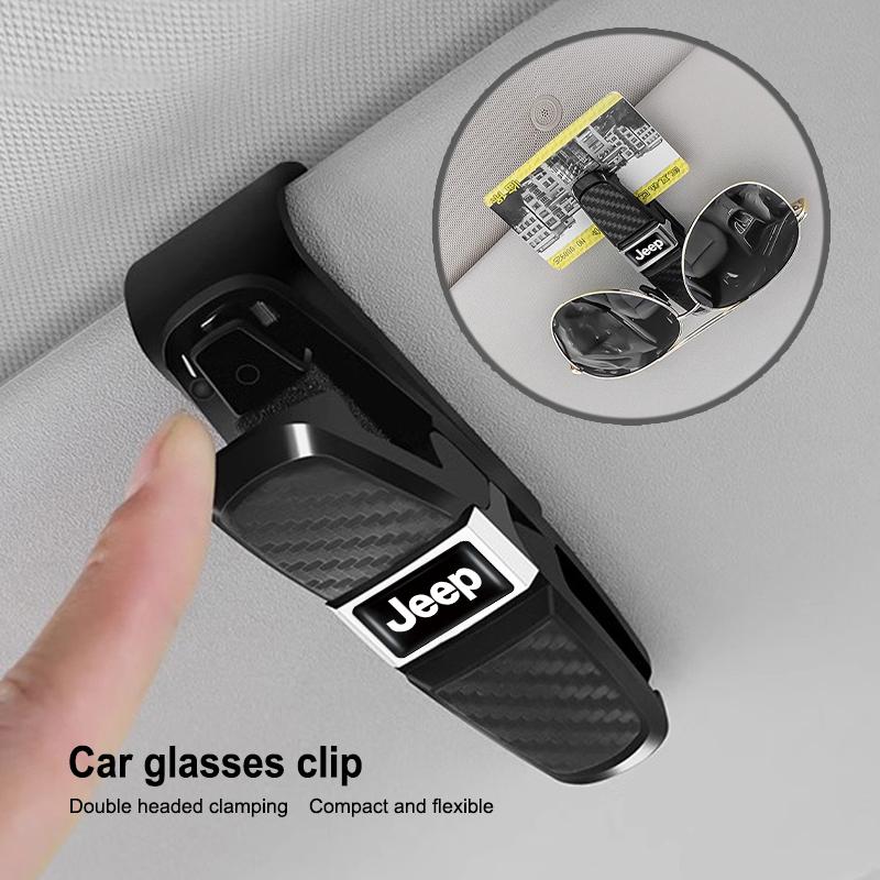 Car Glasses Clip Sun Visor Card Ticket Clamp Fastener For Jeep Renegade Wagoneer Avenger Recon Wrangler JK Gladiator Compass AJW1