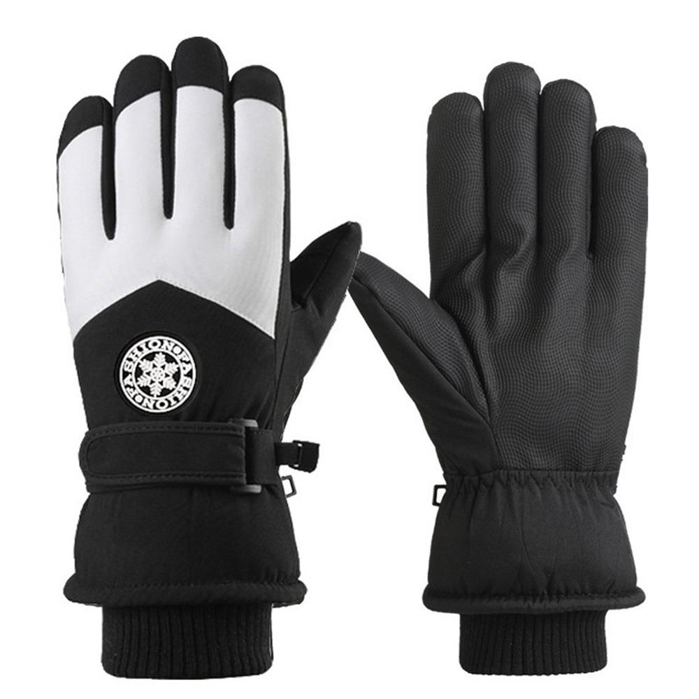 PU Leather Winter Cycling Gloves Fleece Lining Non-Slip Gloves Waterproof Gloves For Women Man