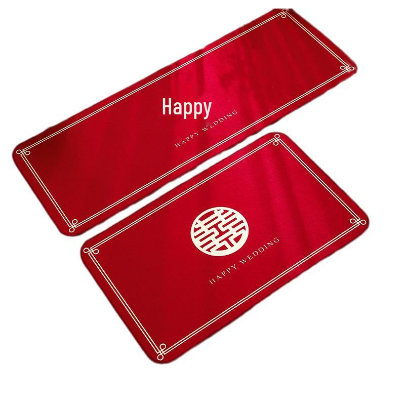 Красный бархатный коврик с кристаллами, противоскользящий, свадебный, прикроватный - Праздничный декор для спальни