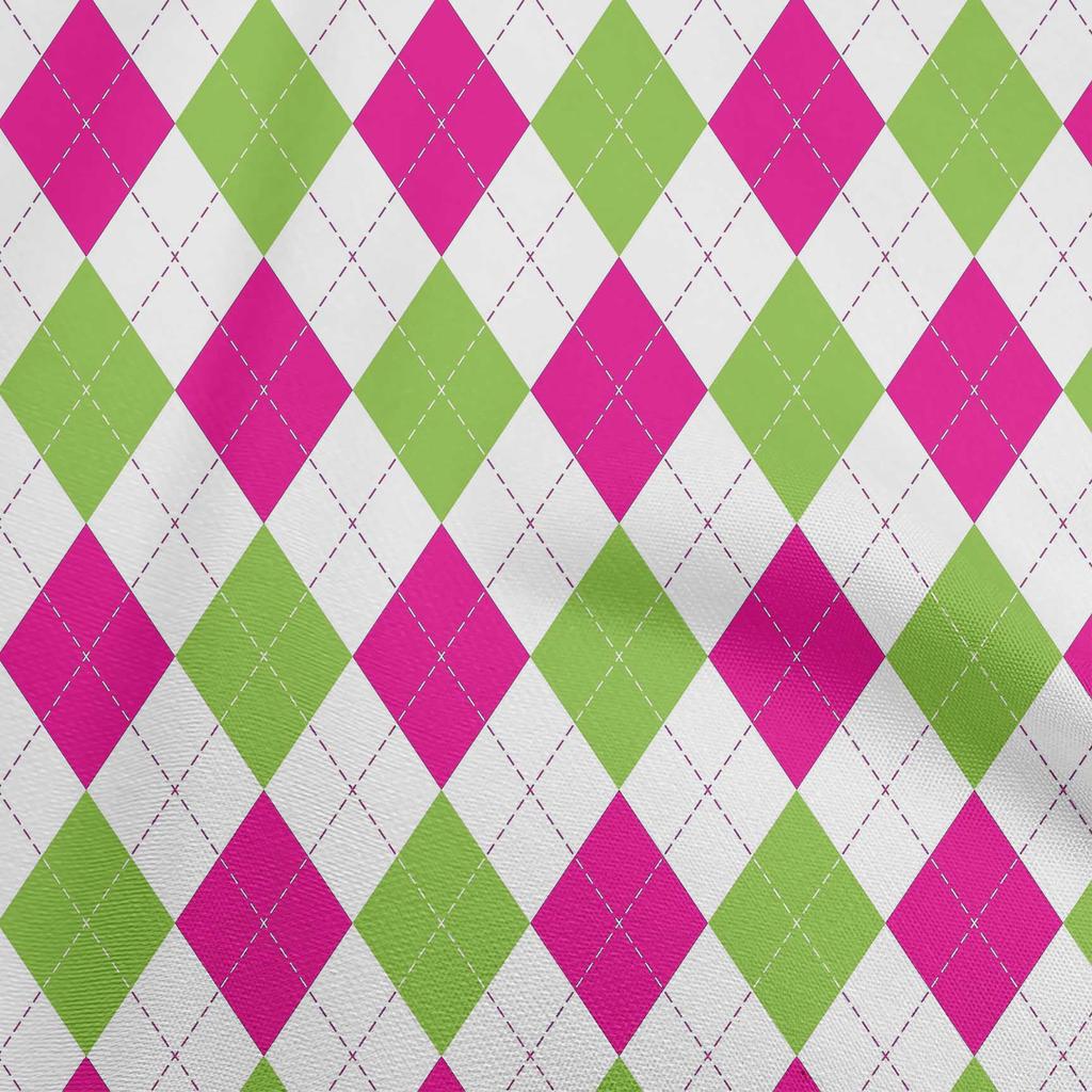 oneOone Cotton Flex Lime & Blue Fabric Check Argyle Dress Material Fabric Print Fabric By The Yard 40 Inch